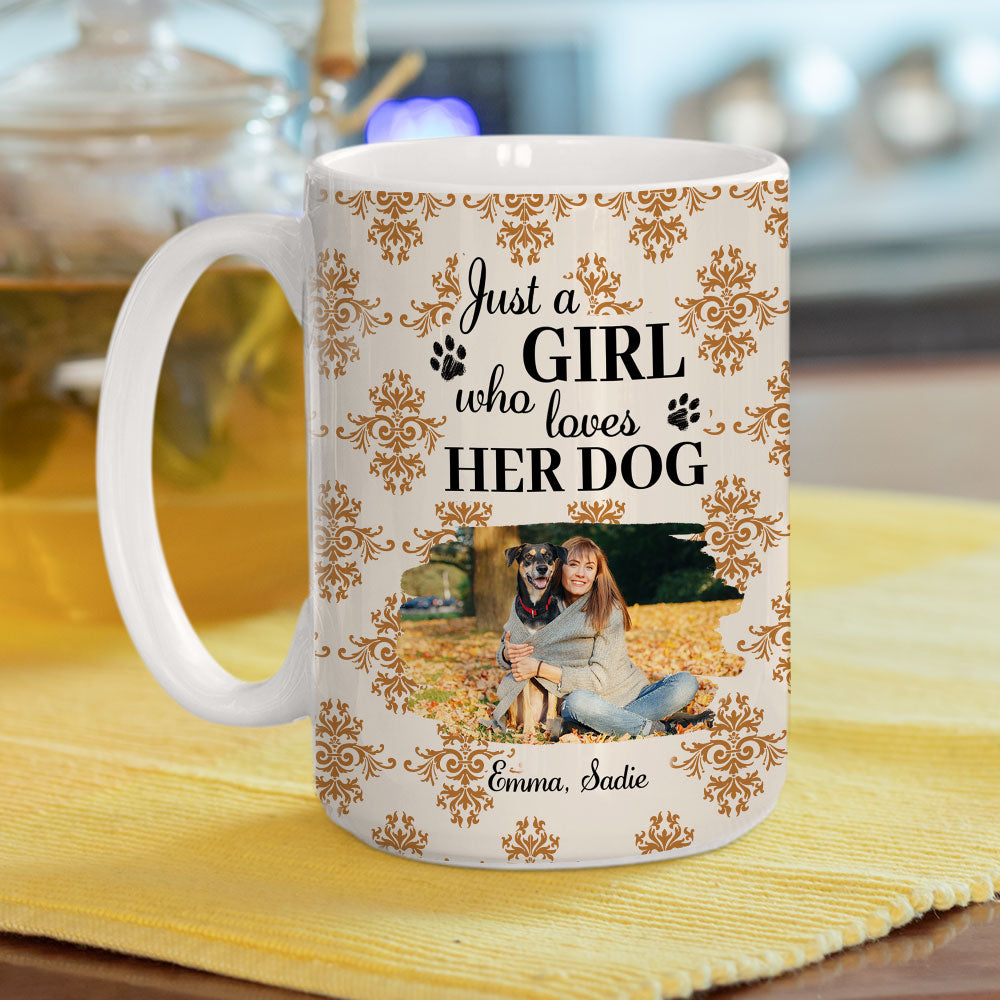 Custom Photo Christmas Birthday Gifts For Dog Mom, Dog Lovers • Pumskin Dog Autumn Photo - Personalized Coffee Mug