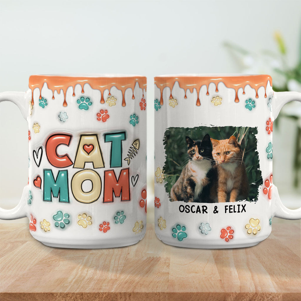 Custom Photo Mother's day Birthday Gifts For Cat Mom, Cat Lovers • Mom Of Cats Version 2 Photo - Personalized 3D Inflated Effect Mug