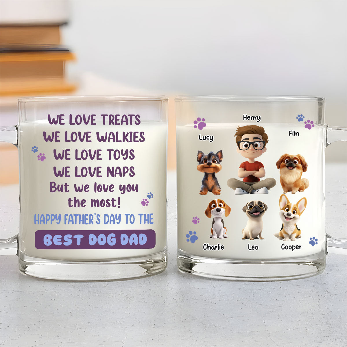 Custom Mother's Father's day Birthday Gifts For Dog Lovers • I Love You The Most Dog Mom Dad - Personalized Glass Mug