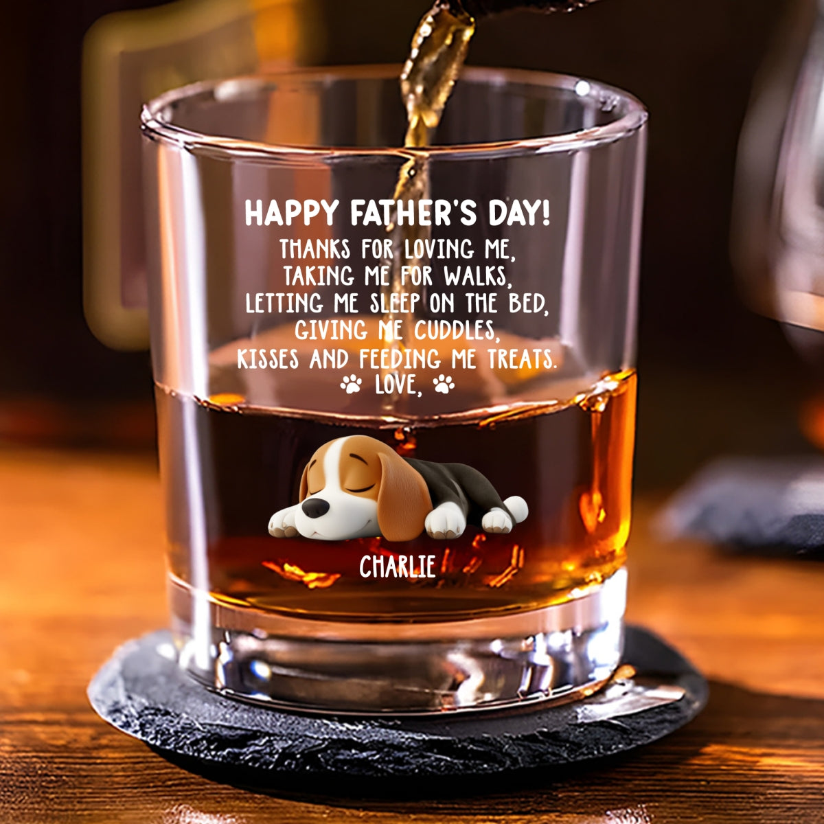 Thanks For Loving Me Dad - Personalized Whiskey Glass