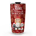 Custom Christmas Birthday Gifts For Cat Mom, Cat Lovers • Toile Cat Cartoon Christmas - Personalized Tumbler