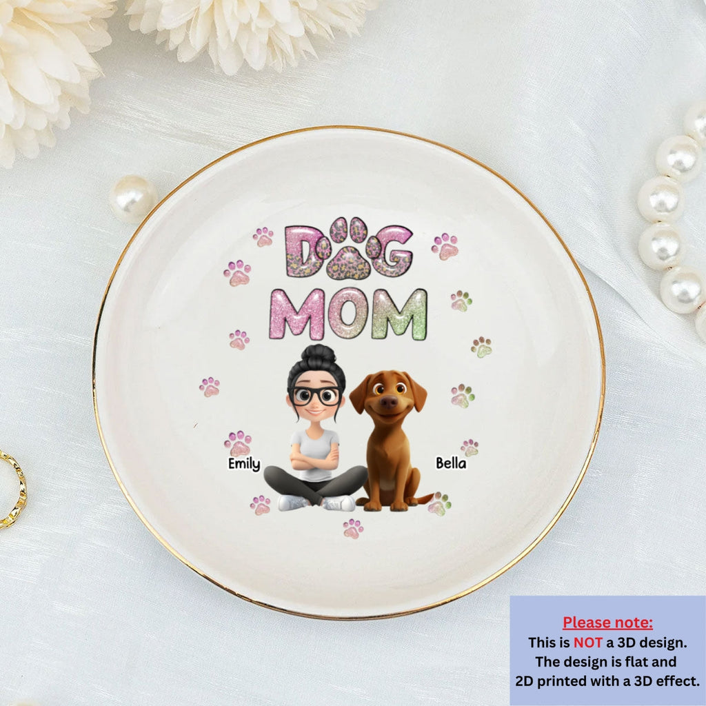 Dog Mom Lovely Chibi - Personalized Jewelry Dish