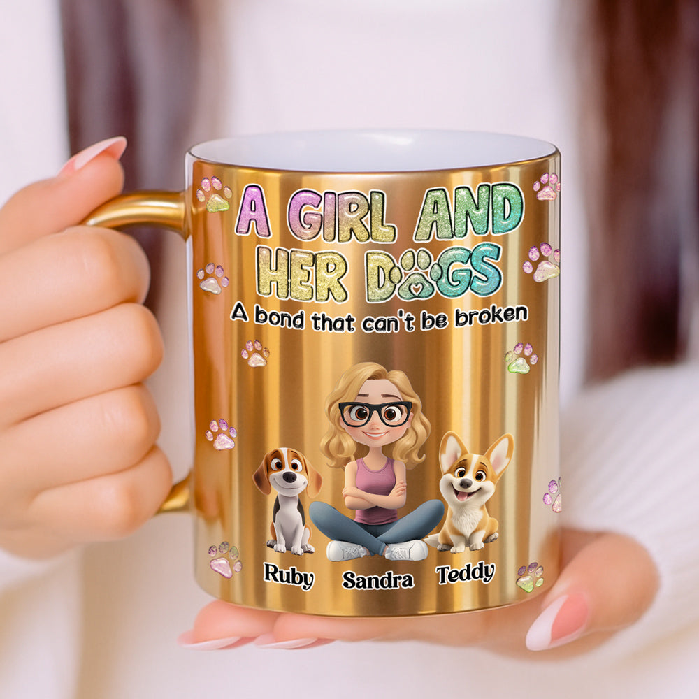 Custom Christmas Birthday Gifts For Dog Mom, Dog Lovers • A Bond That Cannot Be Broken - Personalized Metallic Mug