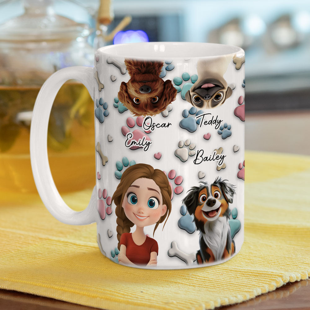 Custom Mother's day Birthday Gifts For Dog Mom, Dog Lovers • Dog And Human Cartoon - Personalized Coffee Mug