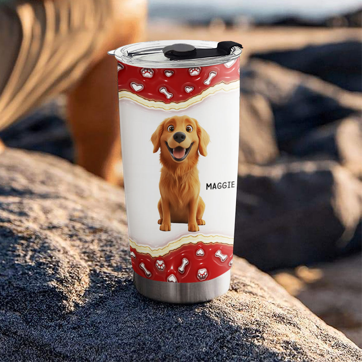 Custom Mother's day Birthday Gifts For Dog Mom, Dog Lovers • Thank You For Being My Best Family - Personalized 3D Inflated Effect Tumbler