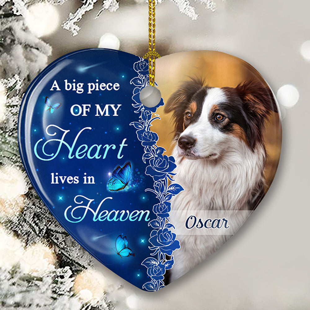 Custom Christmas Memorial Sympathy Gifts For Dogs, Cats • The Hardest Goodbye - Personalized Heart Ceramic Christmas Ornament