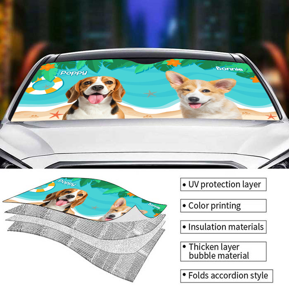Custom Christmas Birthday Gifts Car Accessories for Dog Parents • Dog Hello Summer Photo - Personalized Car Sunshade
