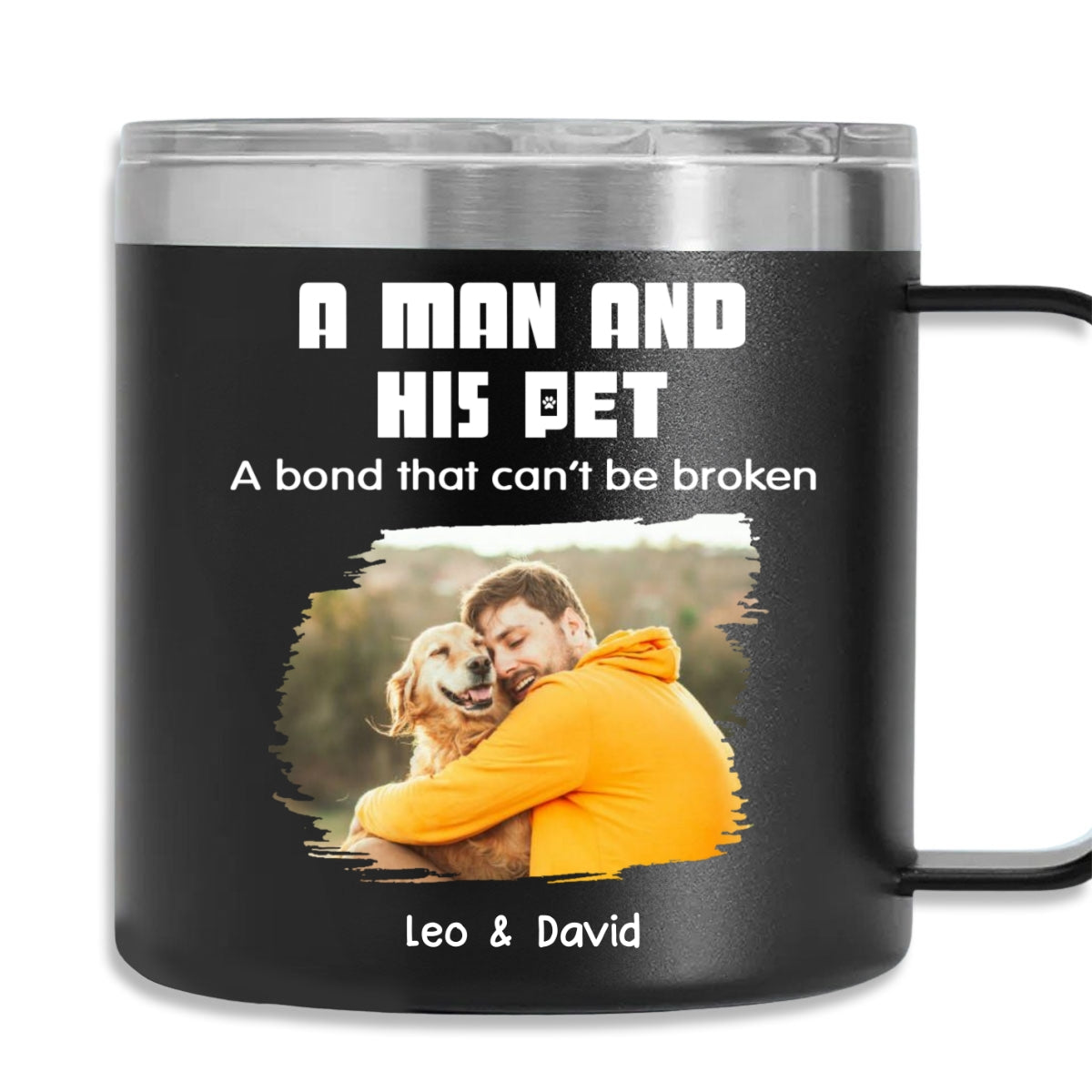 Custom Photo Father's day Birthday Gifts For Pet Dad, Pet Lovers • Best Dad Ever Pet Ver Photo - Personalized 14oz Stainless Steel Tumbler With Handle