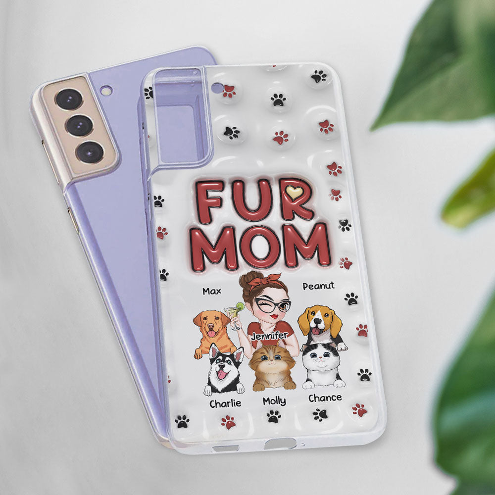 Lovely Fur Mom - Personalized 3D Inflated Effect Phone Case