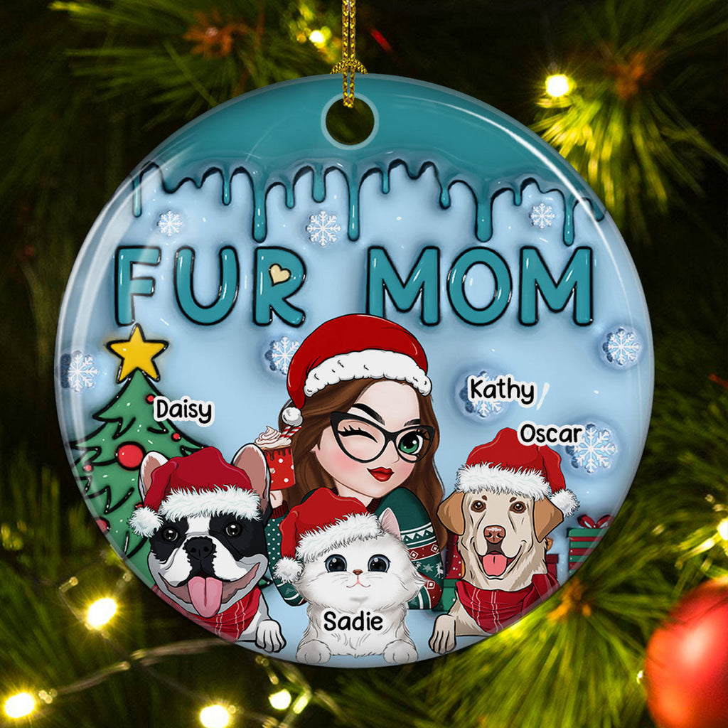 Lovely Fur Mom - Personalized 3D Inflated Effect Ceramic Ornament