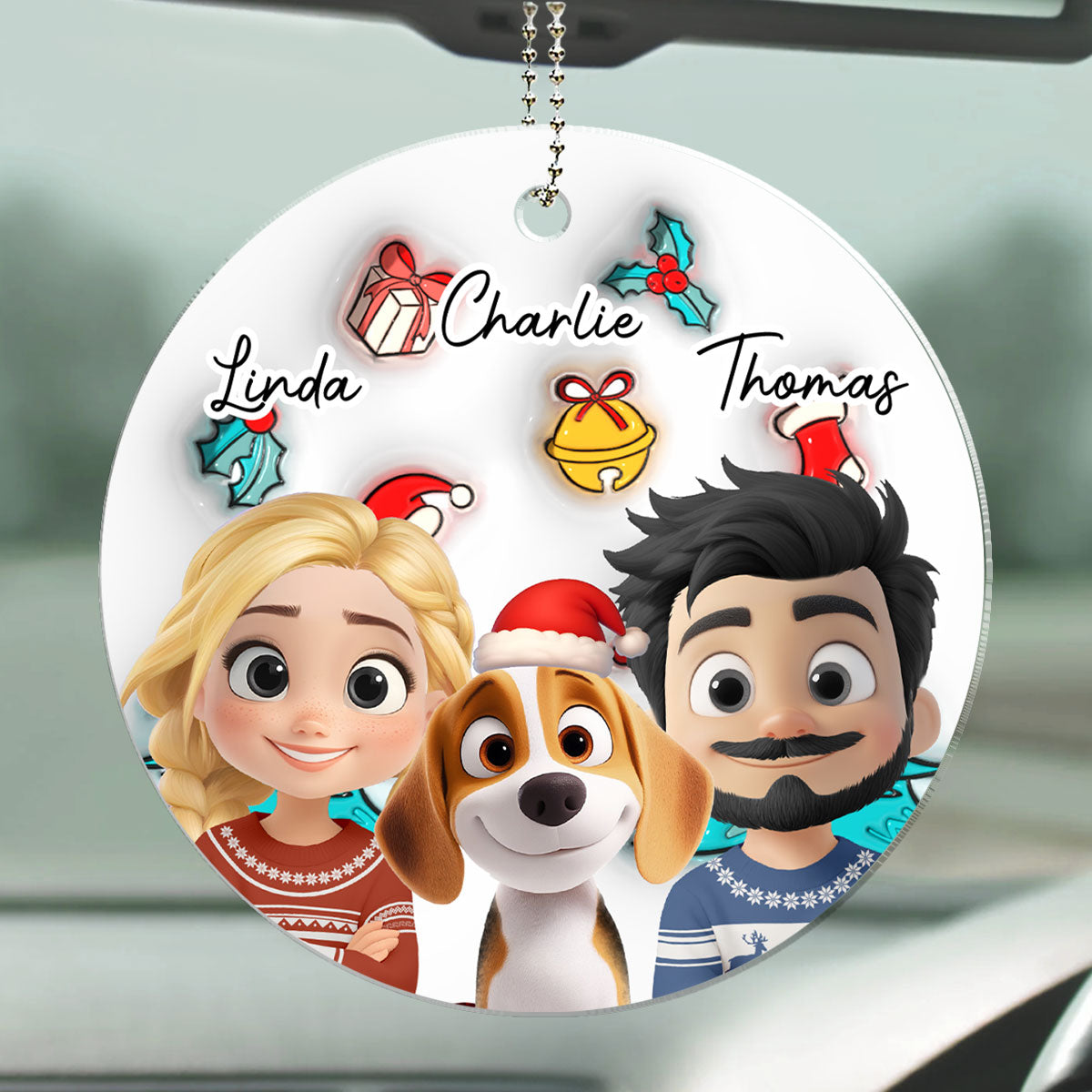 Santa Is Coming To Us - Personalized 3D Inflated Effect Car Ornament