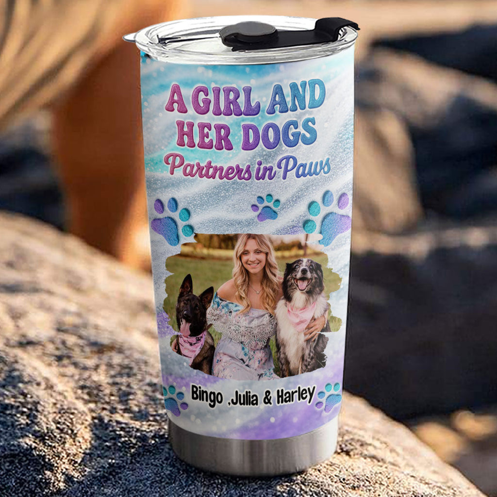 Custom Photo Christmas Birthday Gifts For Dog Mom, Dog Lovers • Purple Blue Photo - Personalized Tumbler