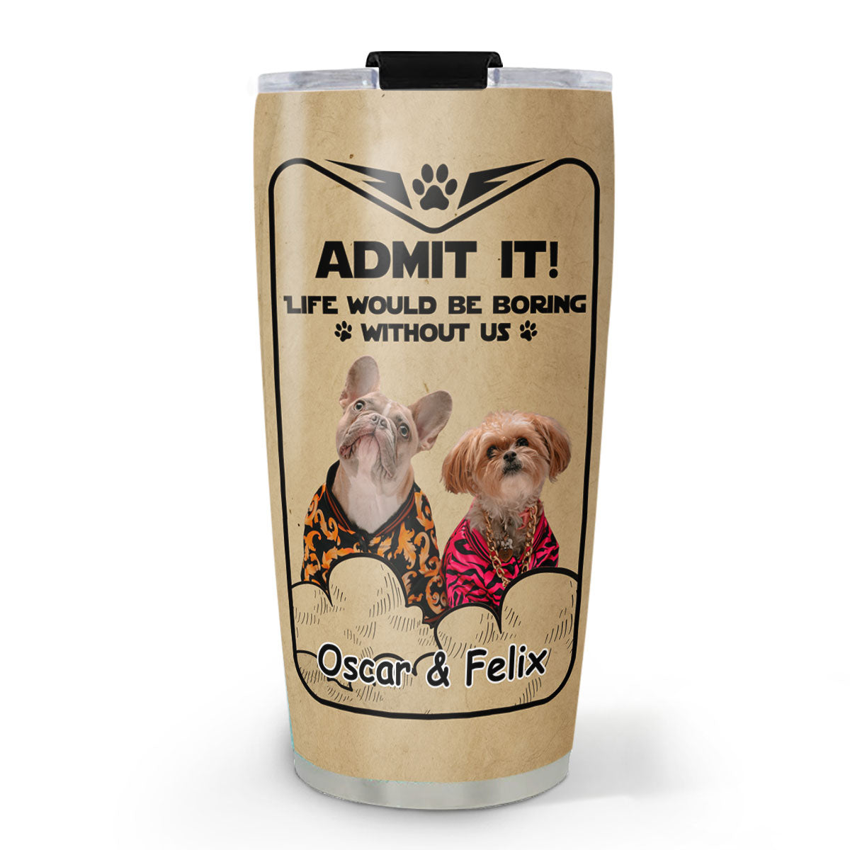Custom Photo Father's day Birthday Gifts For Dog Dad, Dog Lovers • Woof You Daddy Ver 2 Photo - Personalized Tumbler