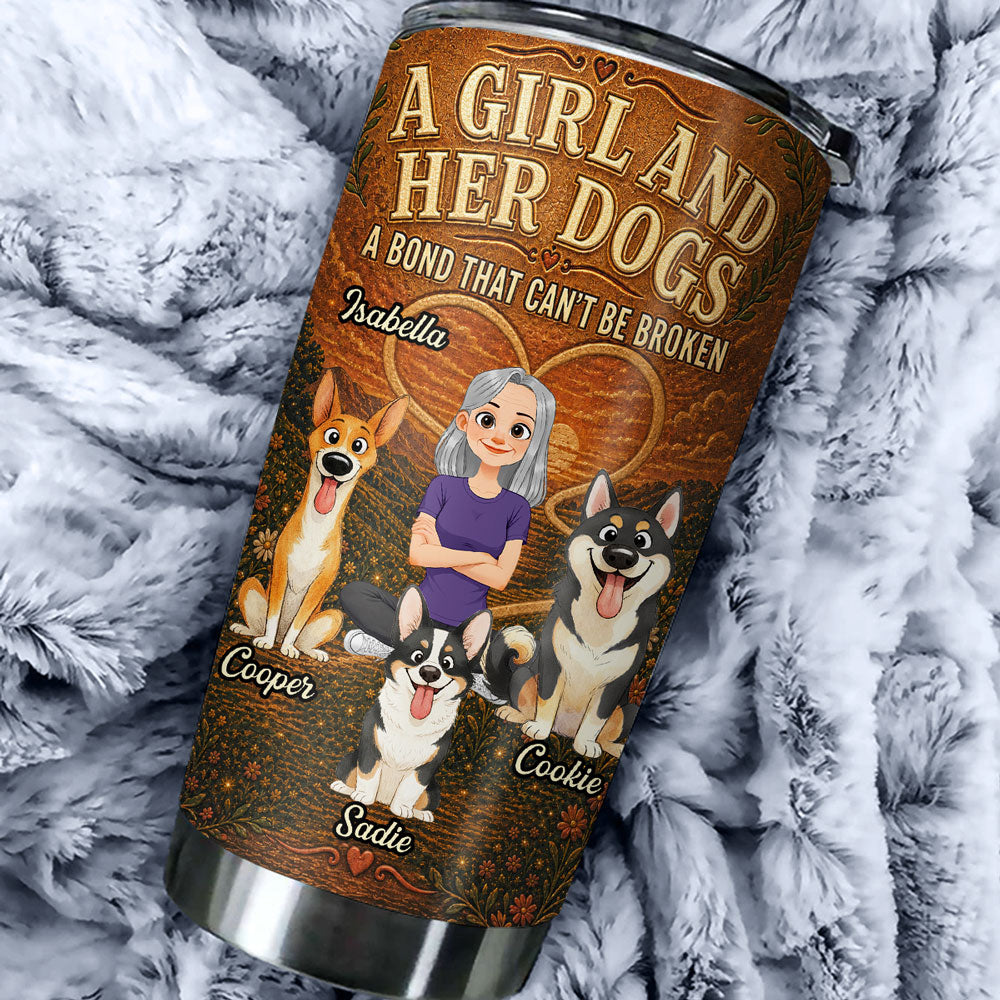 Custom Christmas Birthday Gifts For Dog Mom, Dog Lovers • Forever Side By Side - Personalized 3D Effect Tumbler