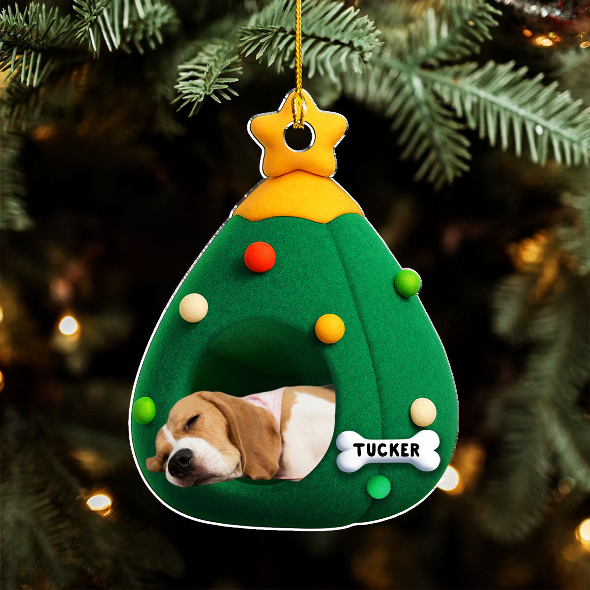 Custom Christmas Decor Home Birthday Gifts For Dog Mom, Dog Lovers • Santa Paws Cozy Tree Photo - Personalized Acrylic Ornament