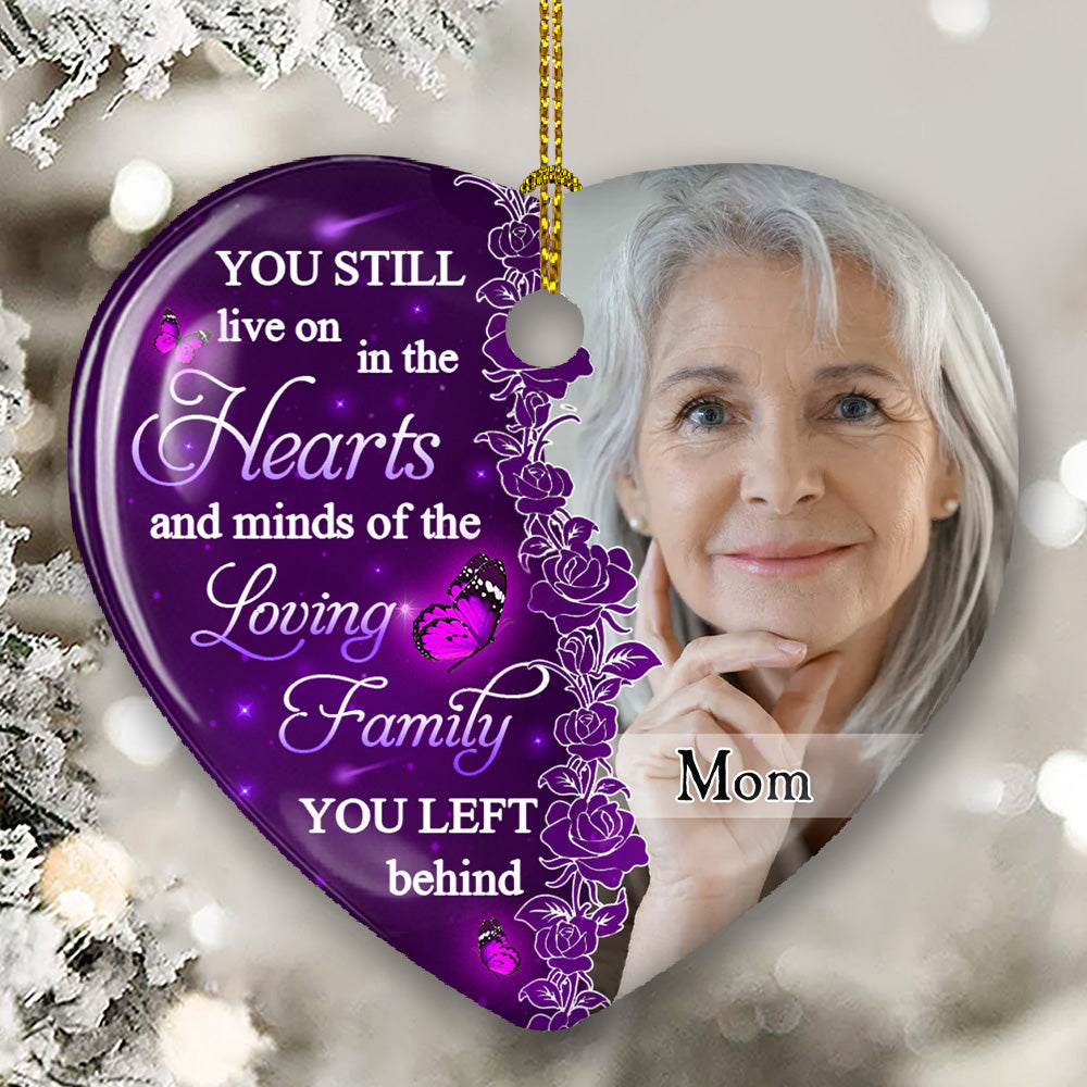 Hearts and Minds Purple - Personalized Heart Ceramic Christmas Ornament