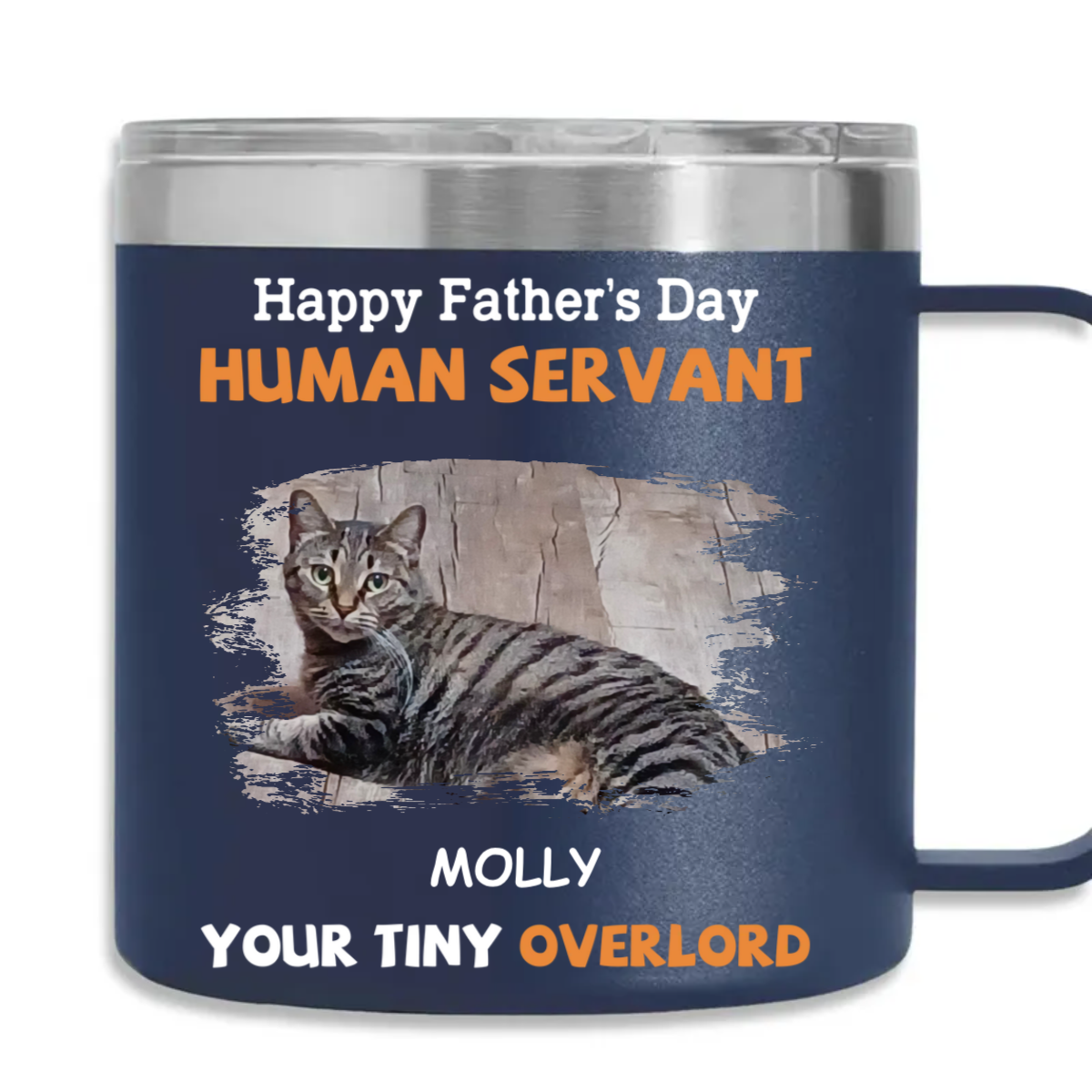 Custom Mother's day Birthday Gifts For Cat Mom, Cat Lovers • To My Human Servant - Personalized 14oz Stainless Steel Tumbler With Handle