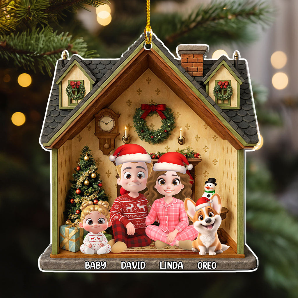 Custom Christmas Decor Home Birthday Gifts For Dog Lovers • Under The Chimney - Personalized 3D Effect Acrylic Ornament