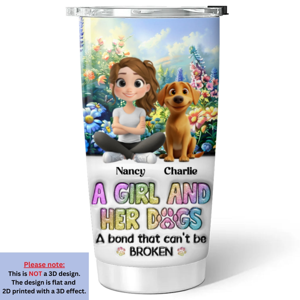 Custom Christmas Birthday Gifts For Dog Lovers • A Girl And Her Lovely Dog - Personalized 3D Inflated Effect Tumbler