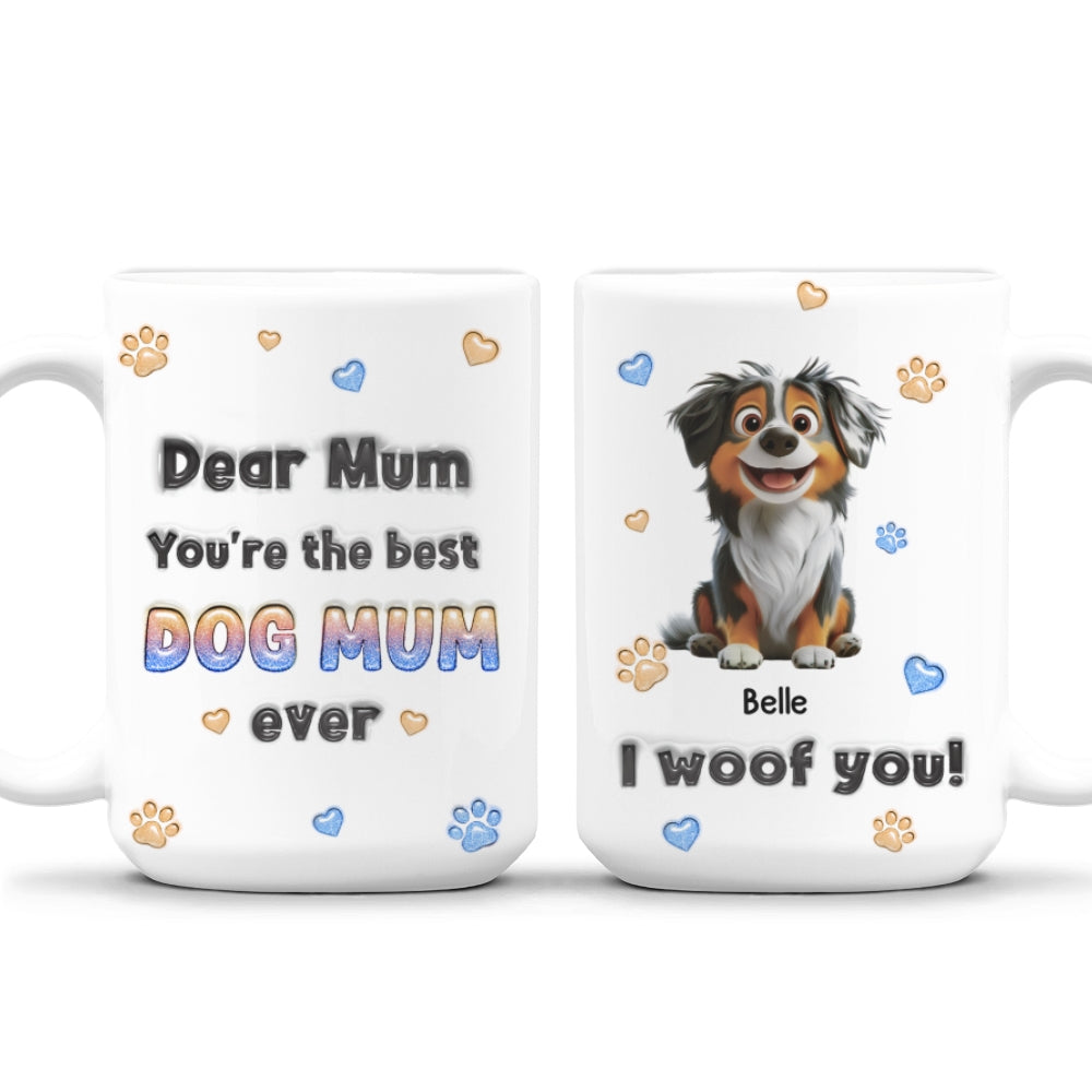 Custom Christmas Birthday Gifts For Dog Lovers • You Are The Best Cartoon Dog Mom Dad - Personalized 3D Inflated Effect Mug