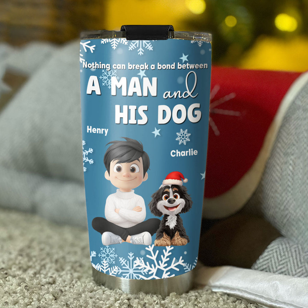 Custom Christmas Birthday Gifts For Dog Dad, Dog Lovers • White Christmas Dad Ver - Personalized Tumbler