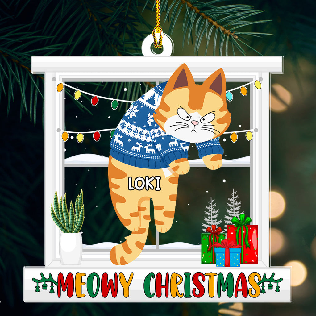 Meowy Christmas - Personalized Acrylic Ornament