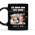 Custom Photo Christmas Birthday Gifts For Dog Lovers • Mensch und sein Hund Cartoon Weihnachtsfoto – Personalisierte Kaffeetasse