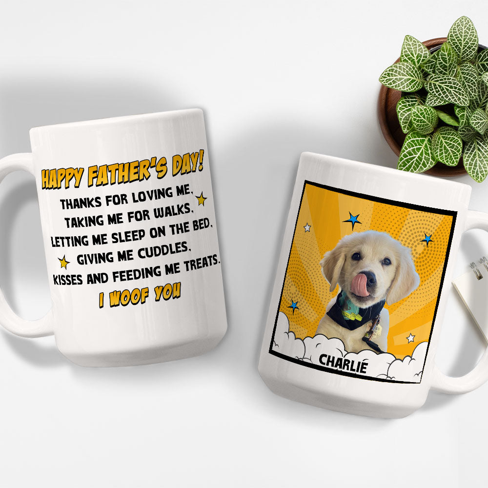 Custom Photo Father's day Birthday Gifts For Dog Dad, Dog Lovers • Popart Thanks For Loving Us Photo - Personalized Coffee Mug