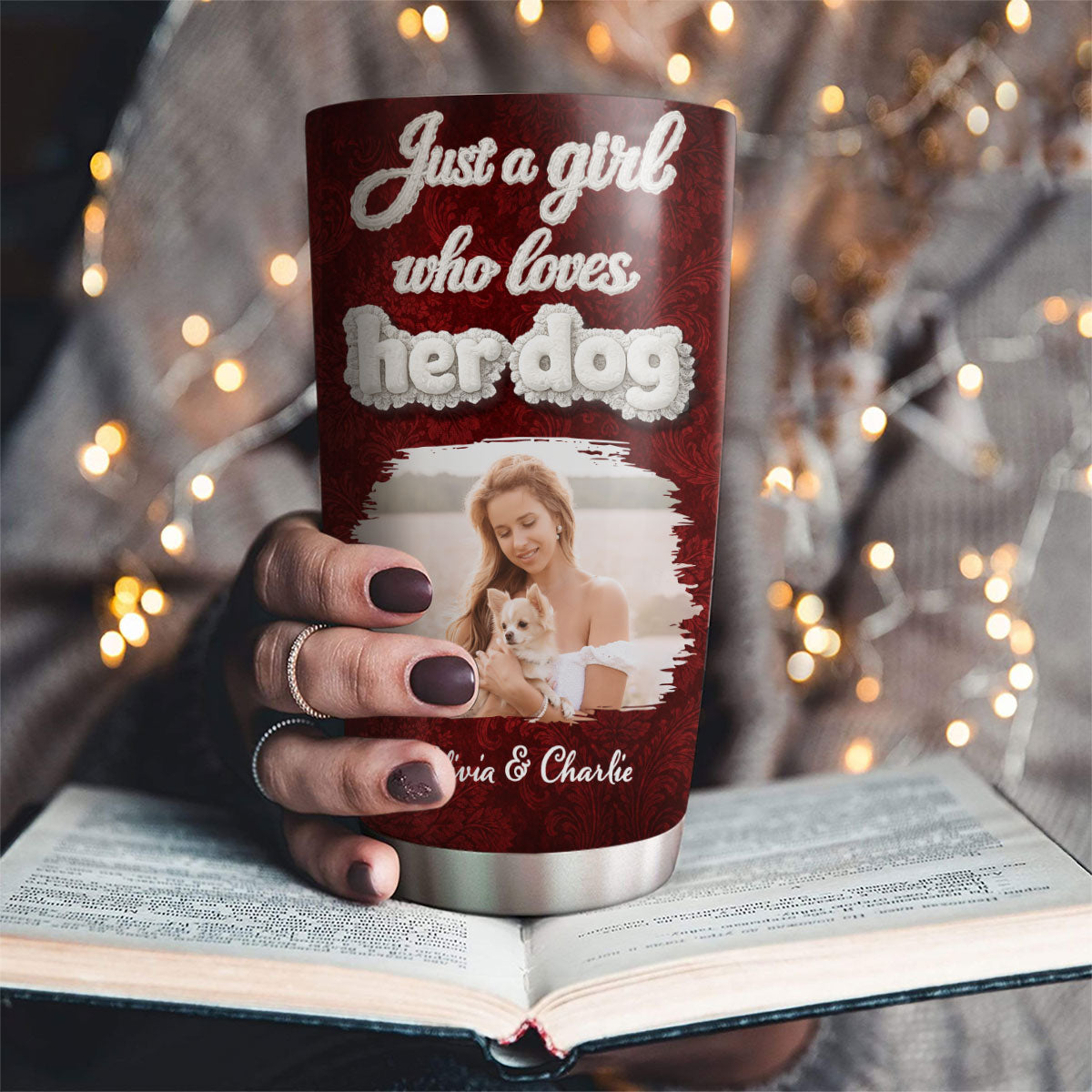 Custom Photo Christmas Birthday Gifts For Dog Mom, Dog Lovers • Realistic Style Dog Mom Photo - Personalized 3D Effect Tumbler