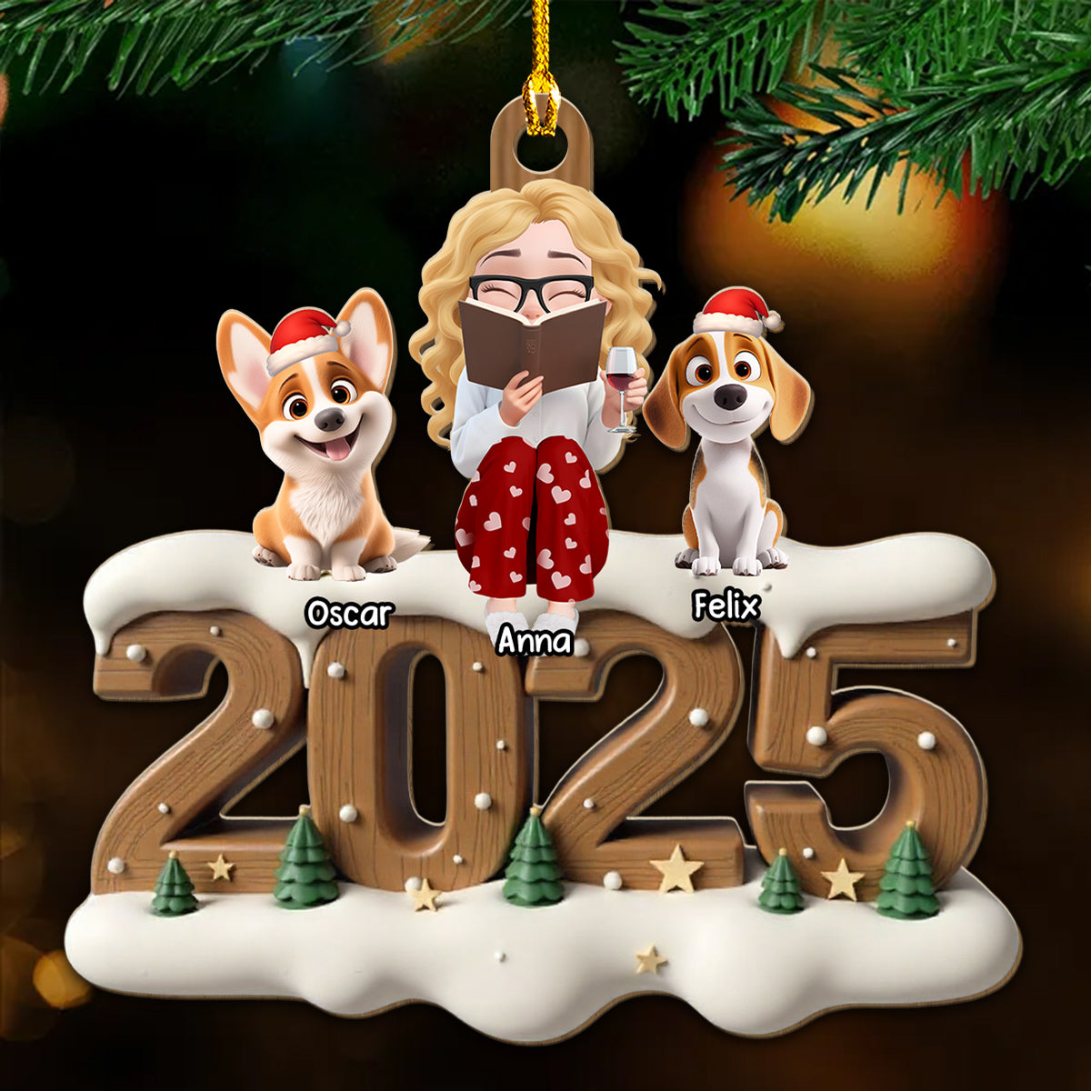 Custom Christmas Decor Home Birthday Gifts For Dog Lovers • Reading Buddy Now Onwards - Personalized 3D Effect Wood Ornament