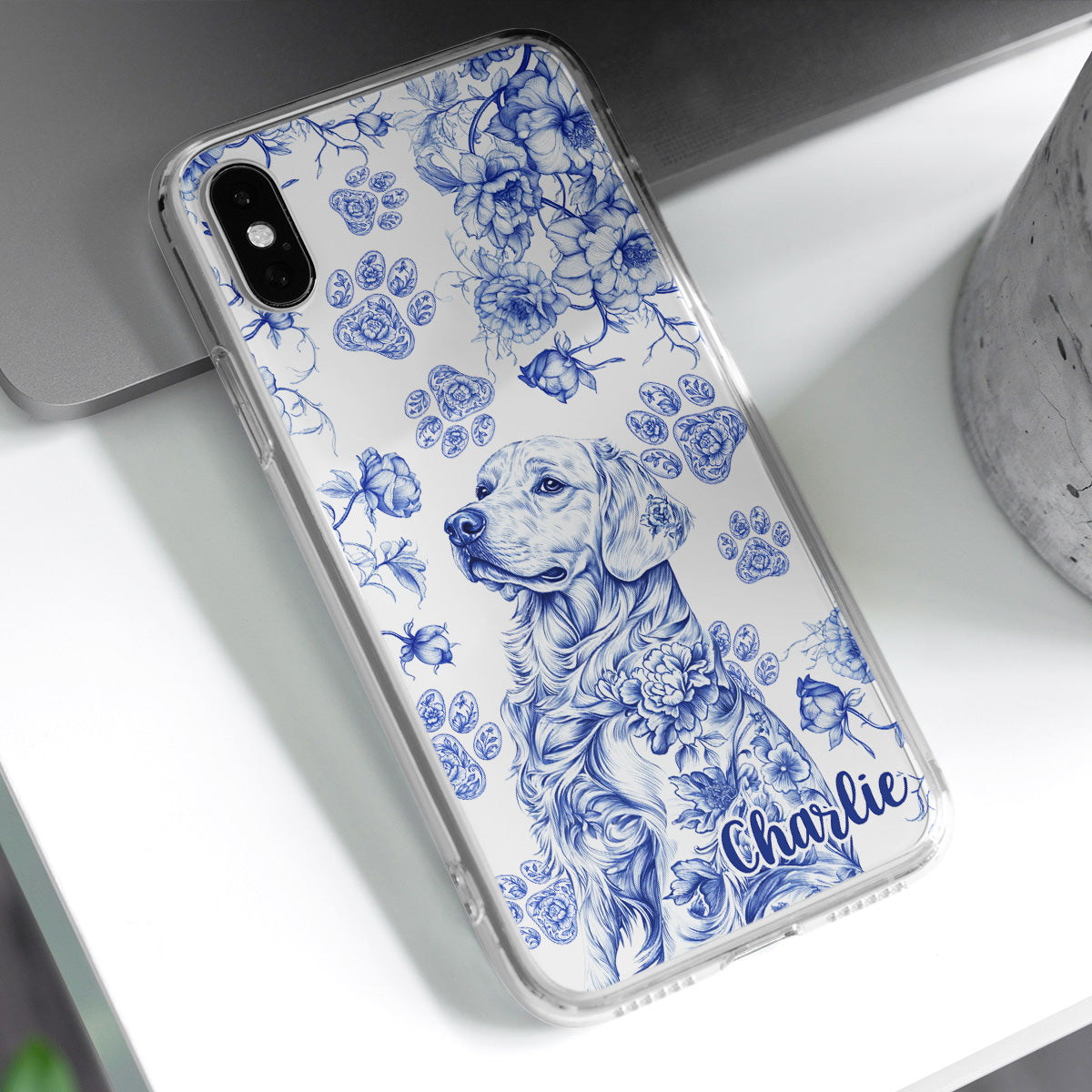 Dog Blue Toile - Personalized Phone Case