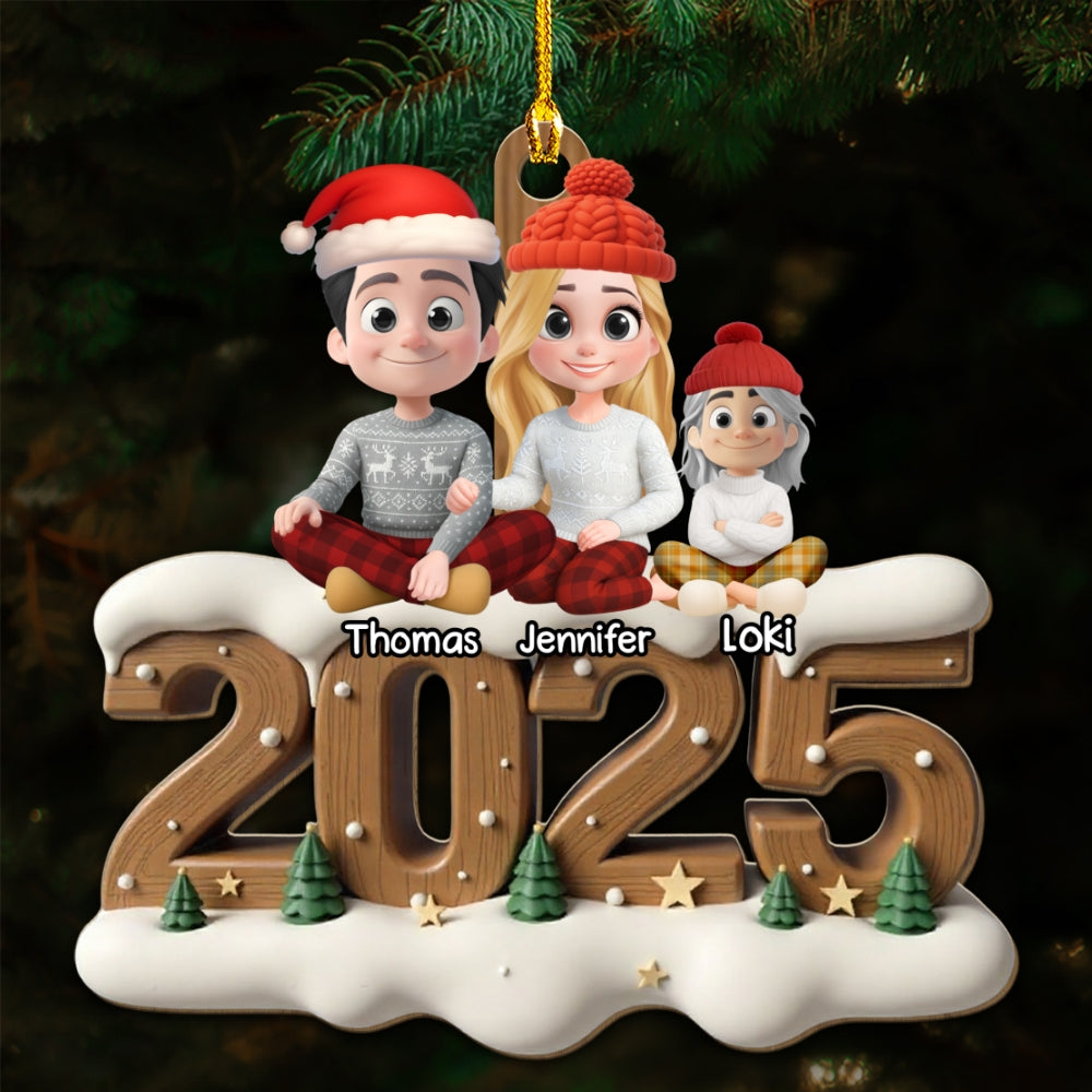 As A Family With Fur Babies - Personalized 3D Effect Wood Ornament