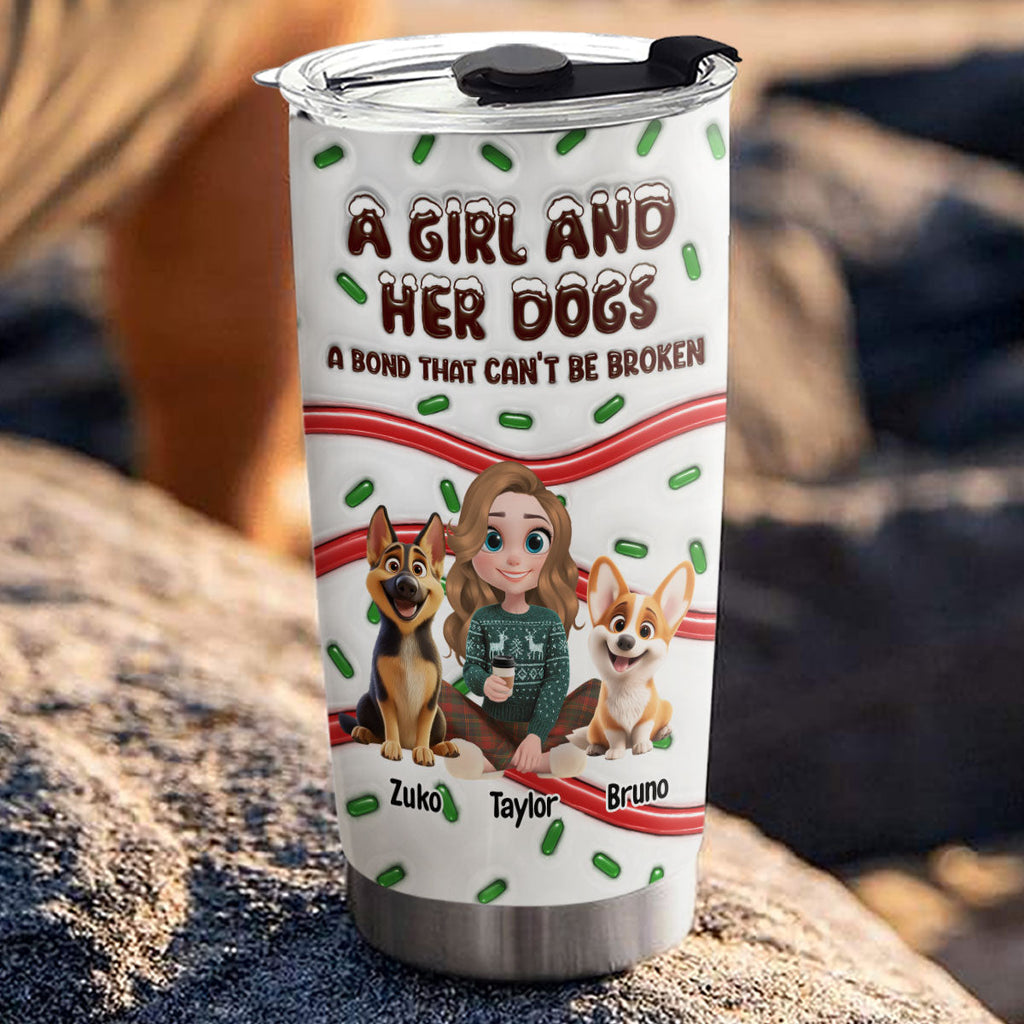 Custom Christmas Birthday Gifts For Dog Mom, Dog Lovers • A Bond - Personalized 3D Inflated Effect Tumbler