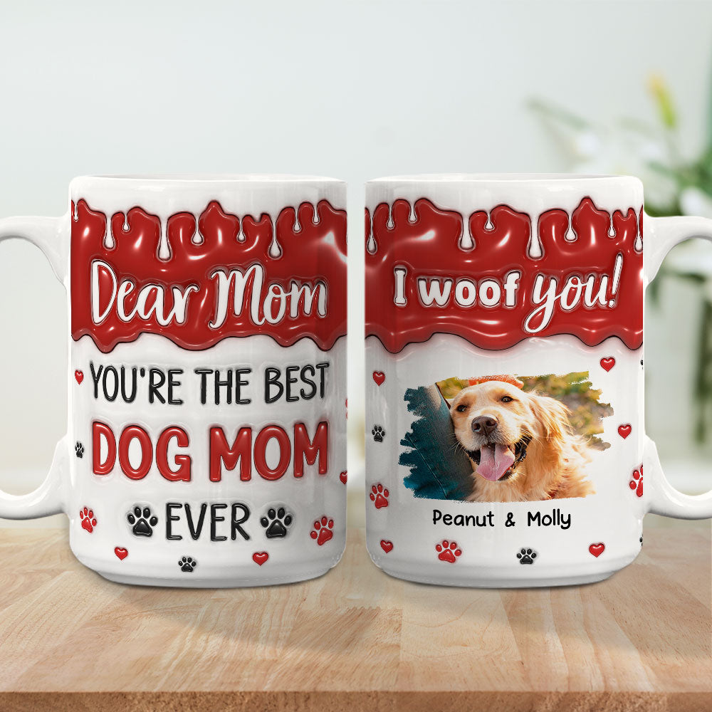Custom Photo Christmas Birthday Gifts For Dog Lovers • You Are The Best Dog Mom Dad Ever Photo - Personalized 3D Inflated Effect Mug