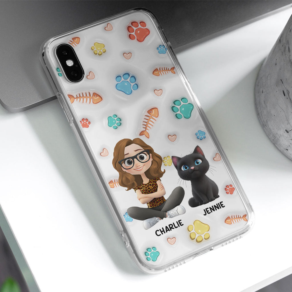 Cute Cat Mom Paw - Personalized 3D Inflated Effect Phone Case
