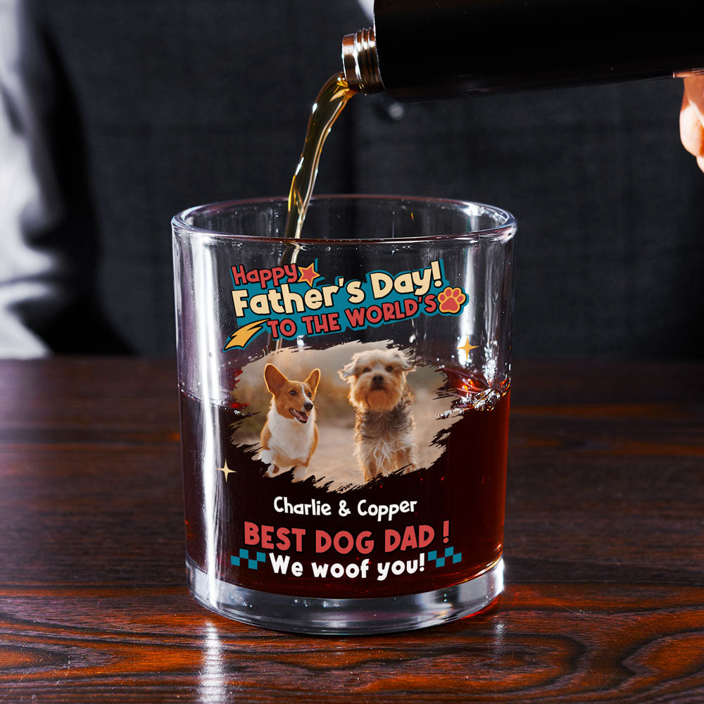 Dog Dad Forever Photo - Personalized Whiskey Glass