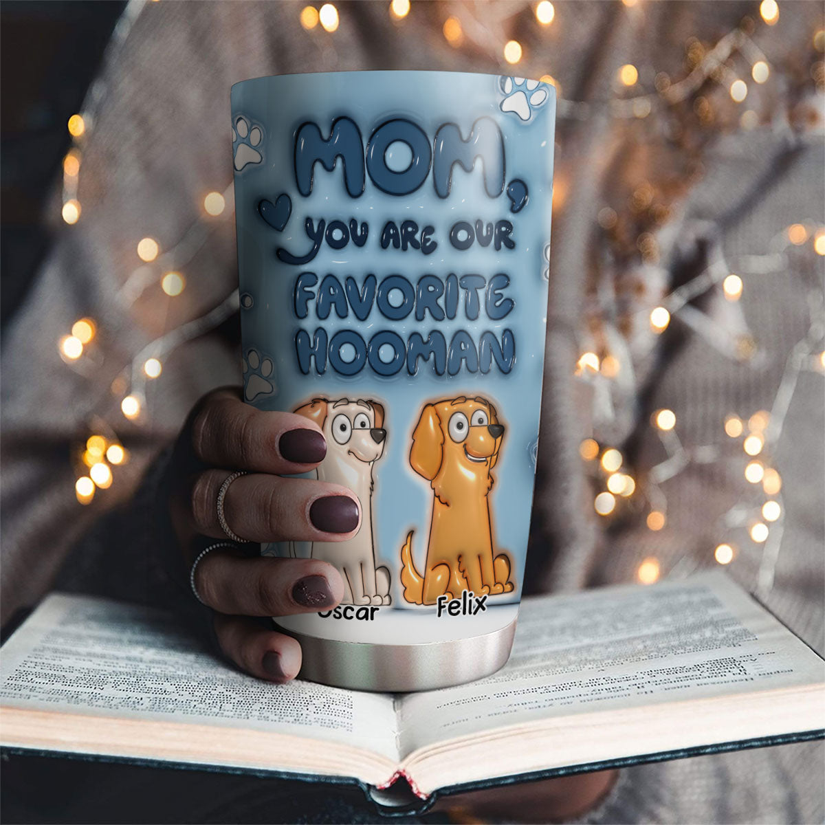 Custom Mother's day Birthday Gifts For Pet Mom, Pet Lovers • Thanks For Being Dog Favorite Human - Personalized 3D Inflated Effect Tumbler