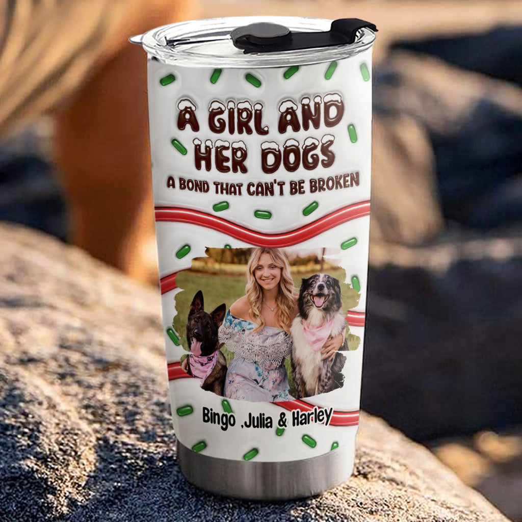 Custom Photo Christmas Birthday Gifts For Dog Mom, Dog Lovers • A Bond Photo - Personalized 3D Inflated Effect Tumbler