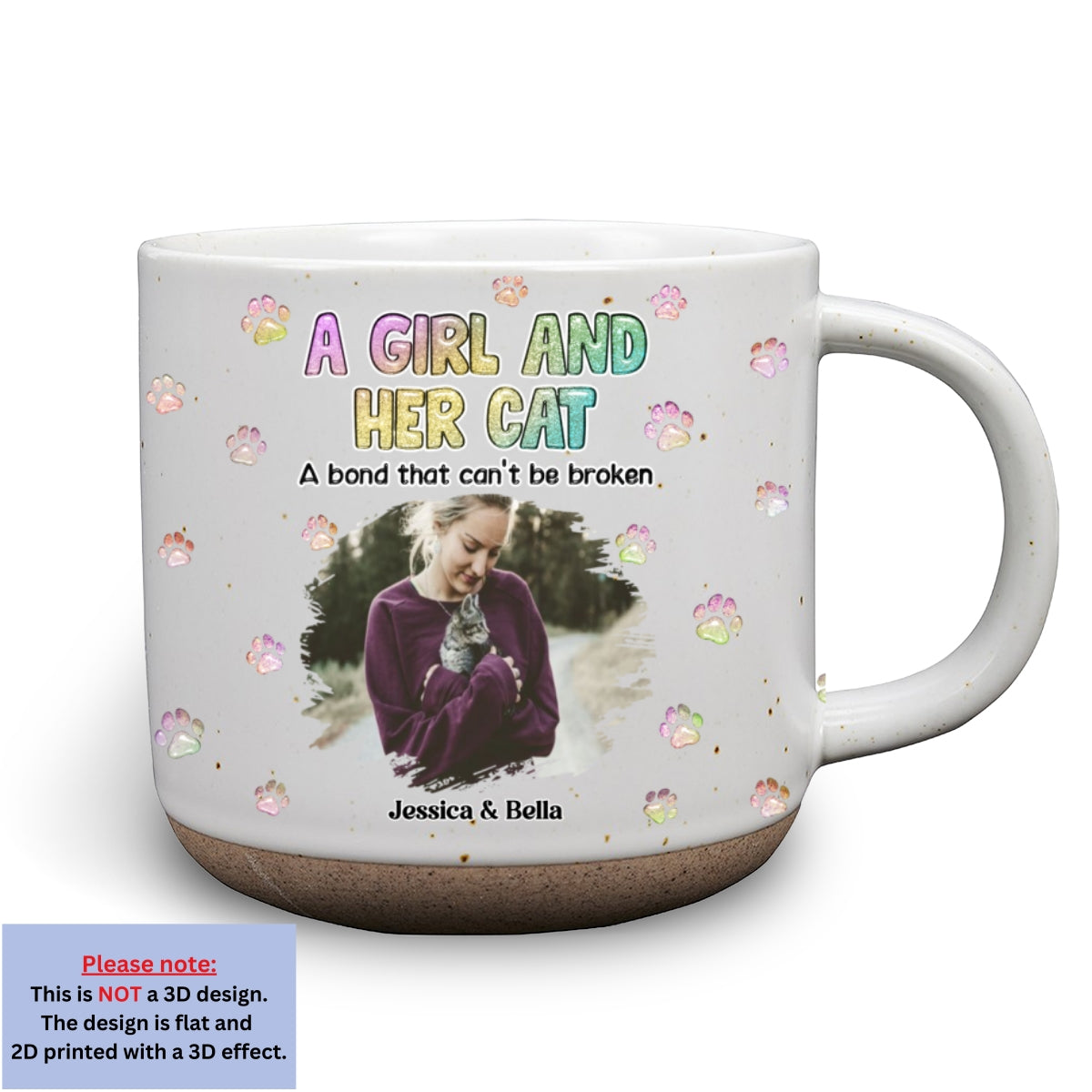 Custom Photo Christmas Birthday Gifts For Cat Mom, Cat Lovers • A Girl And Her Cat Photo - Personalized Pottery Mug
