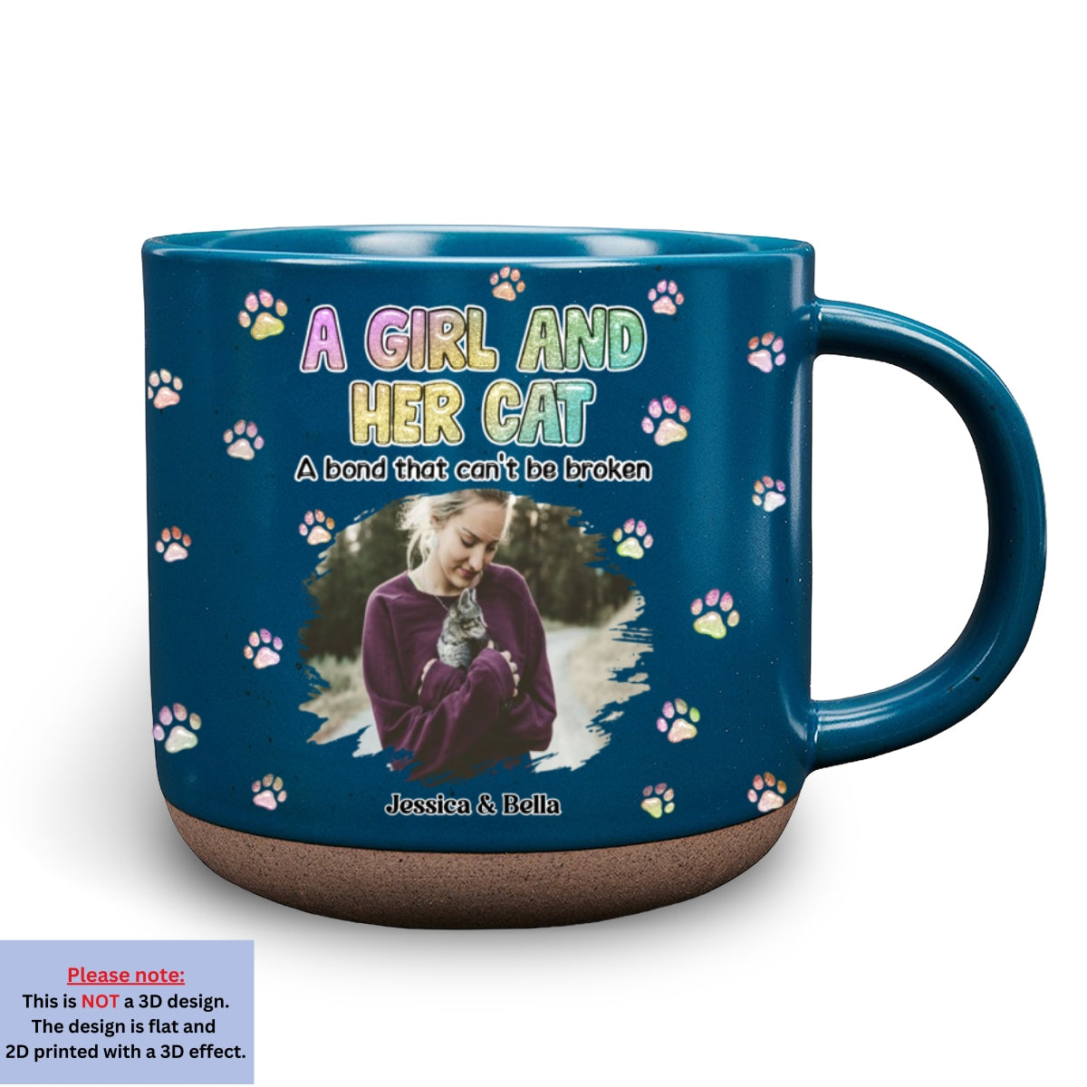 Custom Photo Christmas Birthday Gifts For Cat Mom, Cat Lovers • A Girl And Her Cat Photo - Personalized Pottery Mug