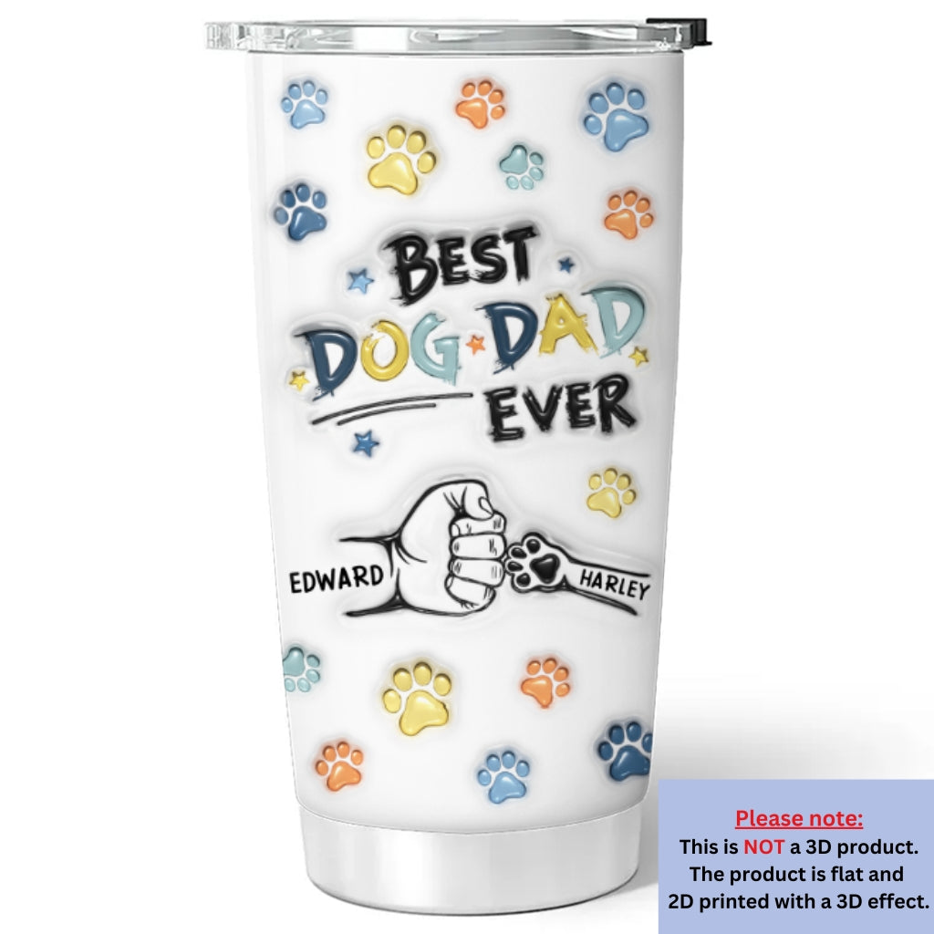 Best Dog Dad Hand Line - Personalized 3D Inflated Effect Tumbler