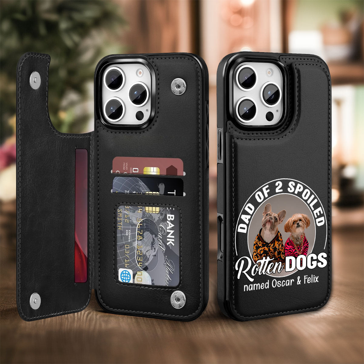 Spoiled Rotten Dog Chibi Cartoon Photo - Personalized Leather Phone Case