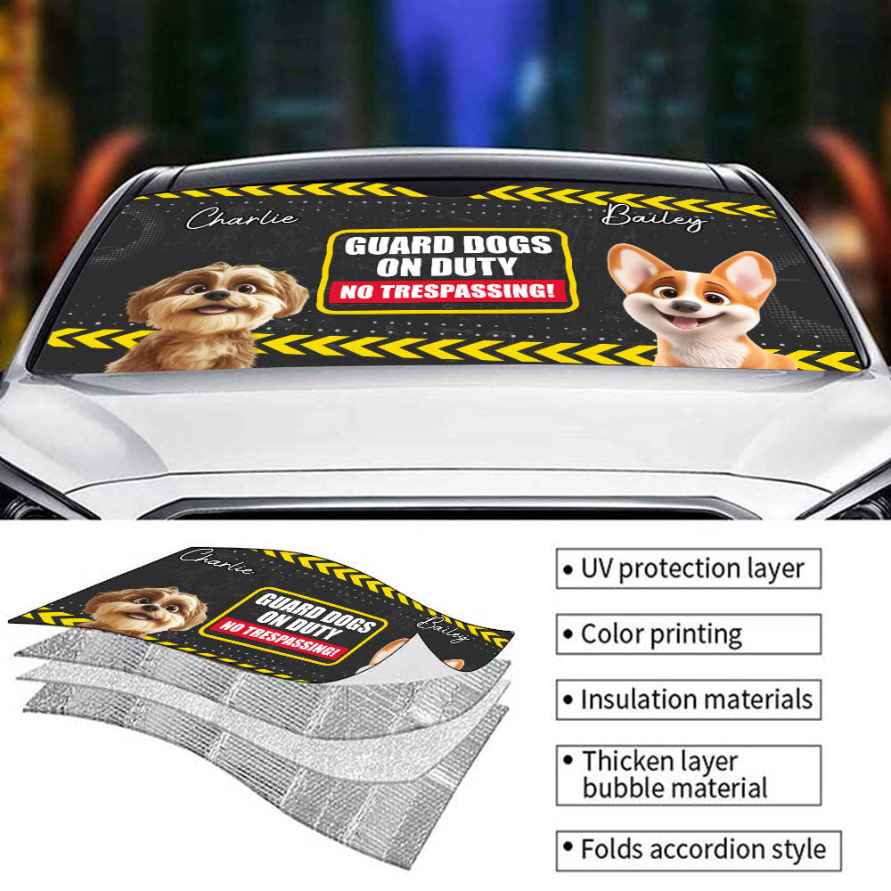 Custom Christmas Birthday Gifts Car Accessories for Dog Parents • No Trespassing - Personalized Car Sunshade