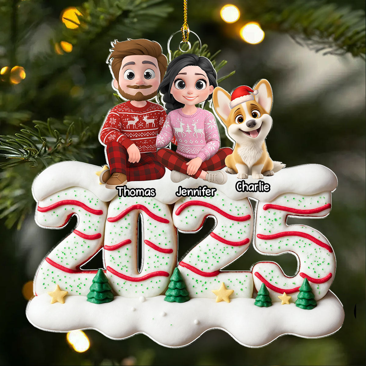Custom Christmas Decor Home Birthday Gifts For Dog Lovers • Our Christmas Cake - Personalized Acrylic Ornament