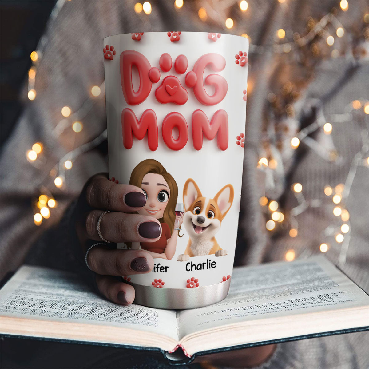 Custom Christmas Birthday Gifts For Dog Mom, Dog Lovers • Dog Mom Cartoon Style - Personalized Tumbler
