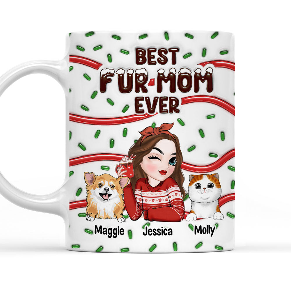 Custom Mother's day Birthday Gifts For Dog Mom, Dog Lovers • Best Fur Mom Cake - Personalized 3D Inflated Effect Mug