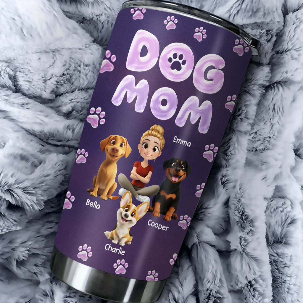 Custom Christmas Birthday Gifts For Dog Mom, Dog Lovers • Colorful New Dog Mom - Personalized 3D Inflated Effect Tumbler