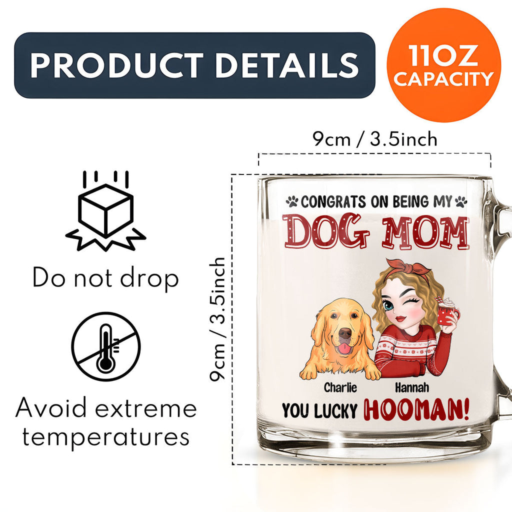 Custom Christmas Birthday Gifts For Dog Lovers • Congrats On Being My Dog Mom Dad - Personalized Glass Mug