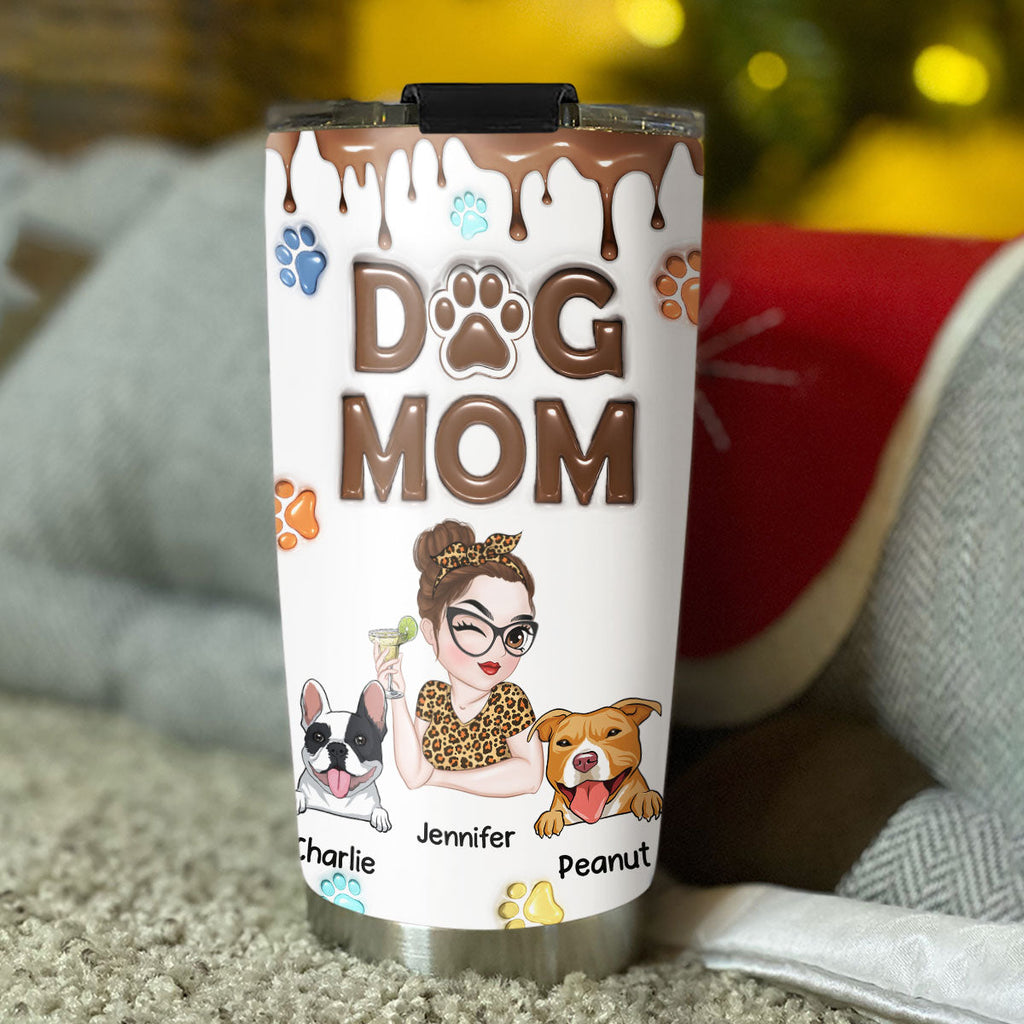 Custom Mother's day Birthday Gifts For Dog Mom, Dog Lovers • Cutest Dog Mom - Personalized 3D Inflated Effect Tumbler