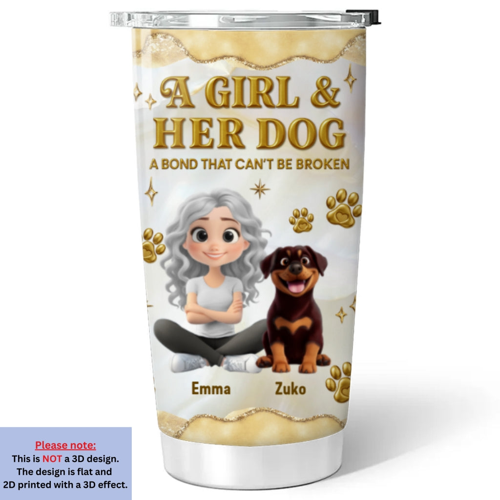 Custom Christmas Birthday Gifts For Pet Mom, Pet Lovers • Girl And Pet Yellow - Personalized 3D Effect Tumbler